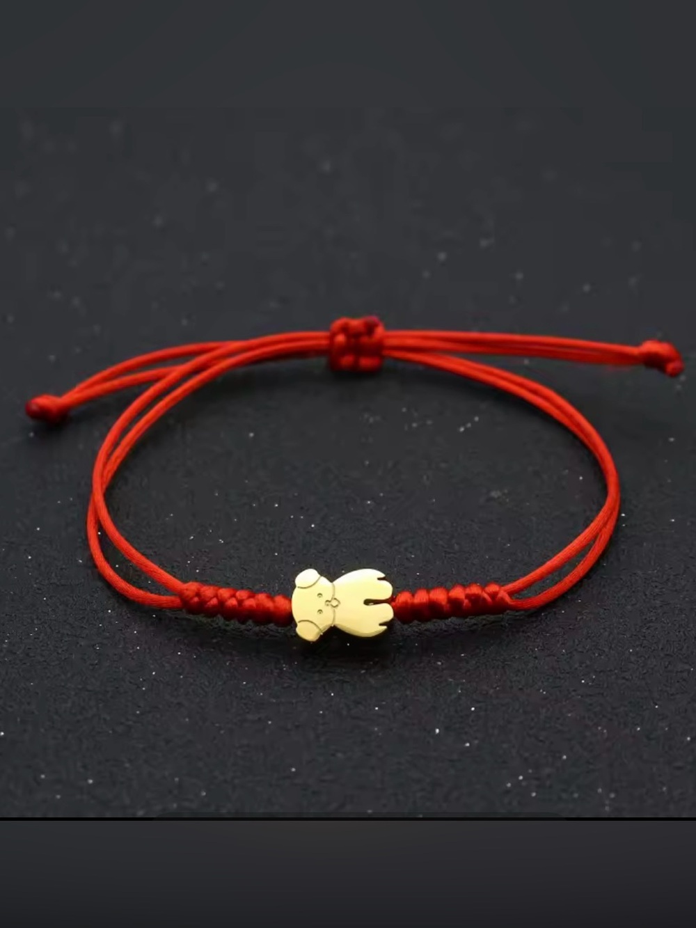 Golden Puppy Red String Bracelet | Adjustable 🐶❤️